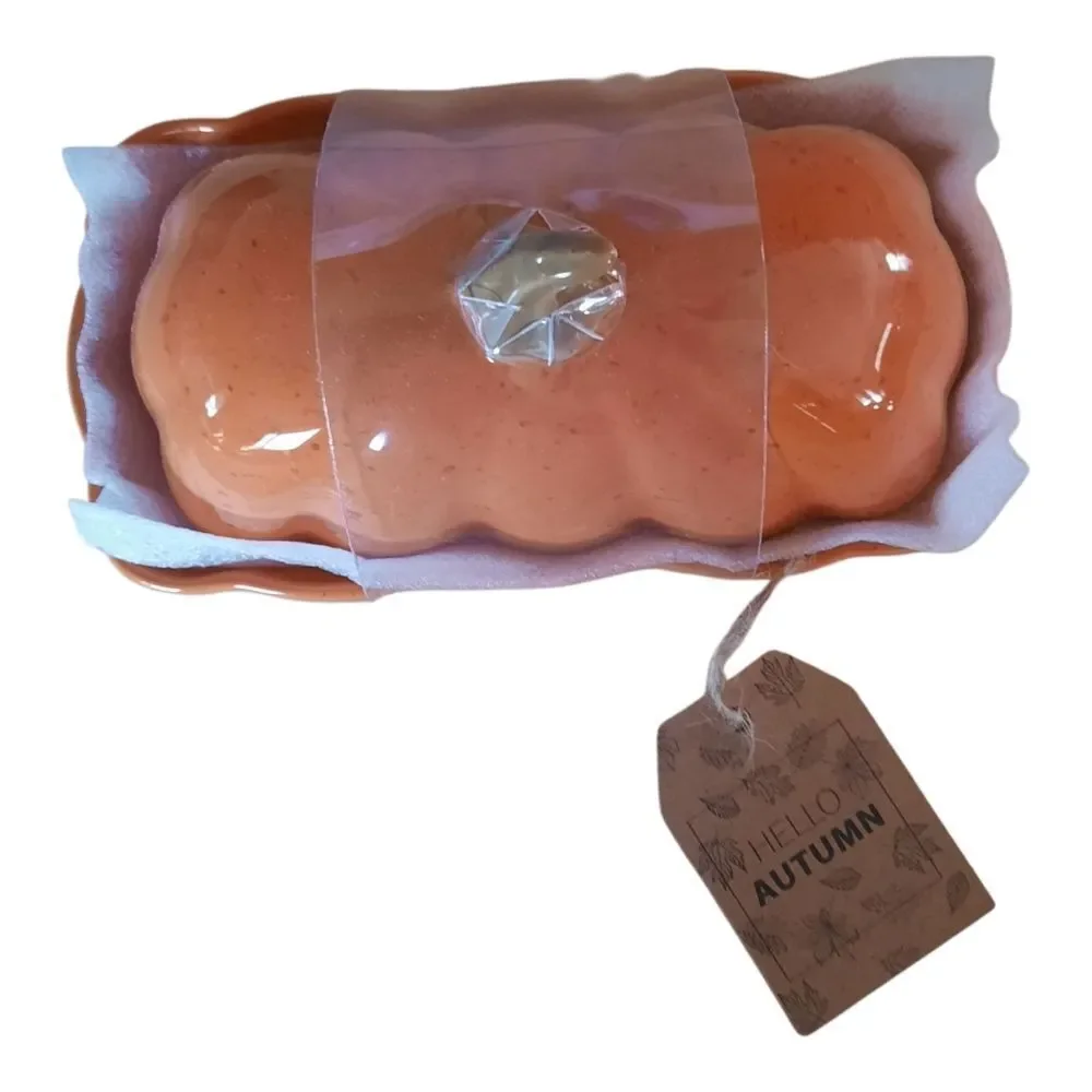 Hello Autumn Orange Pumpkin Butter Dish